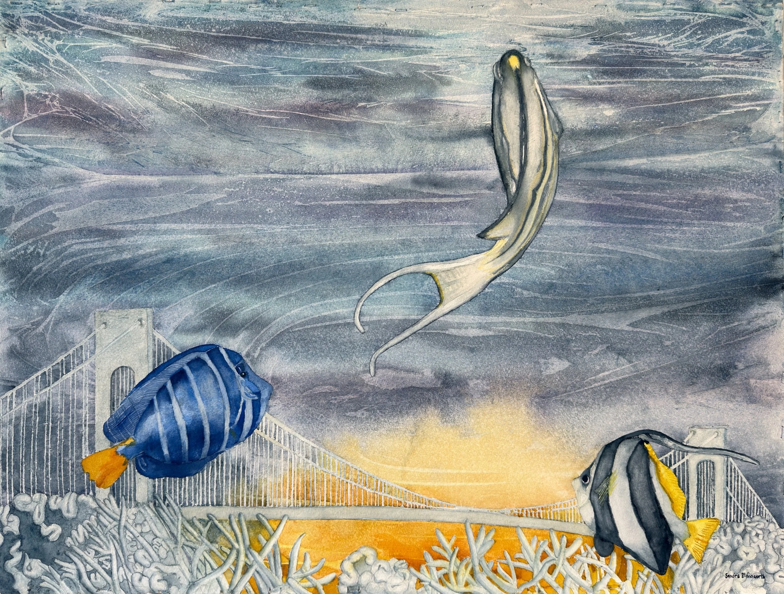 "At the Edge," 2026, Watercolor, 22" x 30"