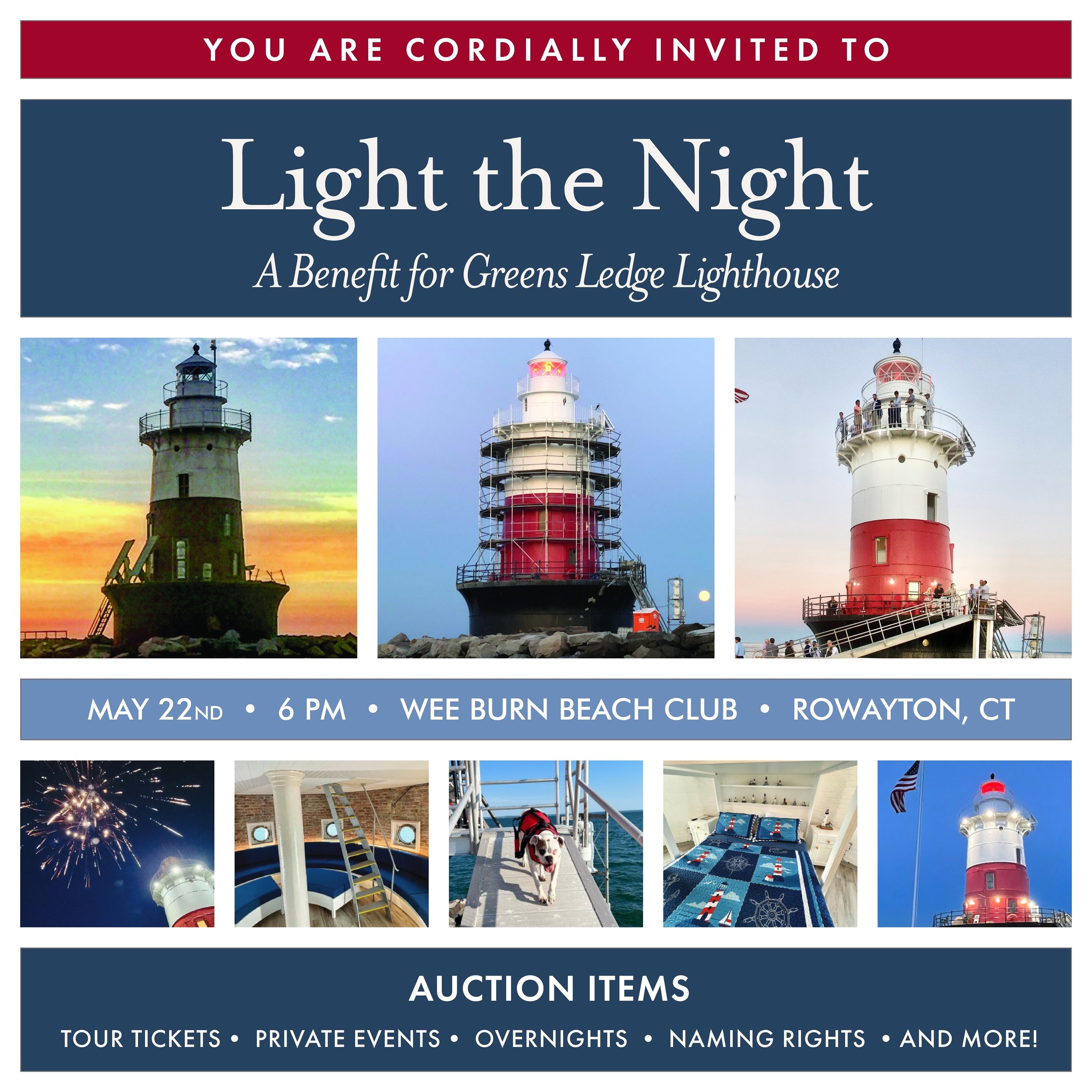 One Month from Today! 🌠 Light the Night 2024

Join us for our Second Annual &ldquo;Light the Night&rdquo; event on Wednesday, May 22nd at Wee Burn Beach Club to launch the next chapter in the Lighthouse&rsquo;s epic history.
 
Thanks to generous don