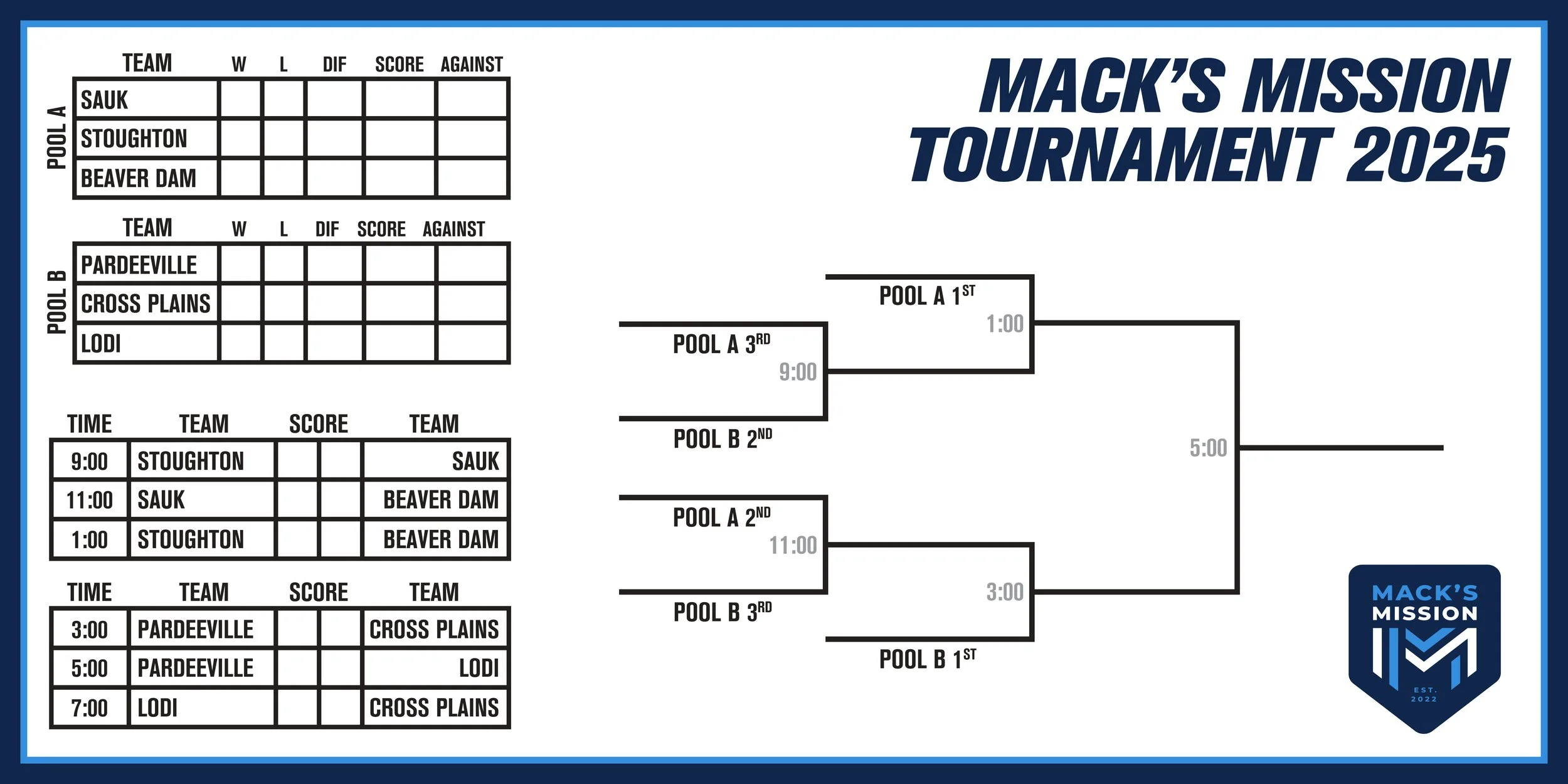 Macks Mission Tournament 2025 bracket image