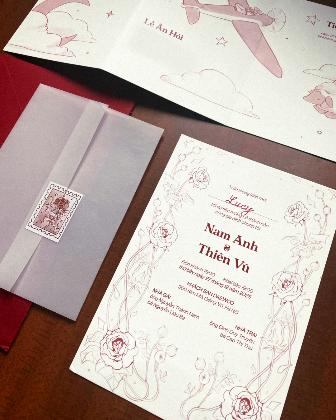 Illustrations and visual development for wedding invitation suite
