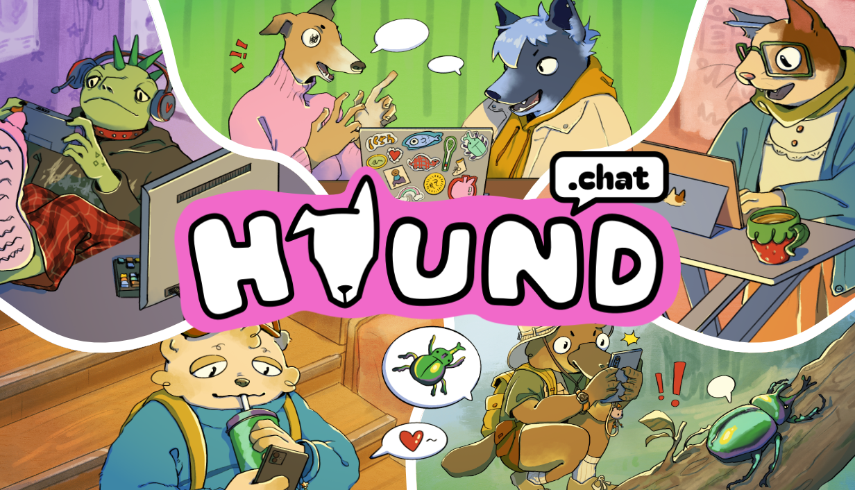 Final cover illustration for the social communication app "Hound.chat"