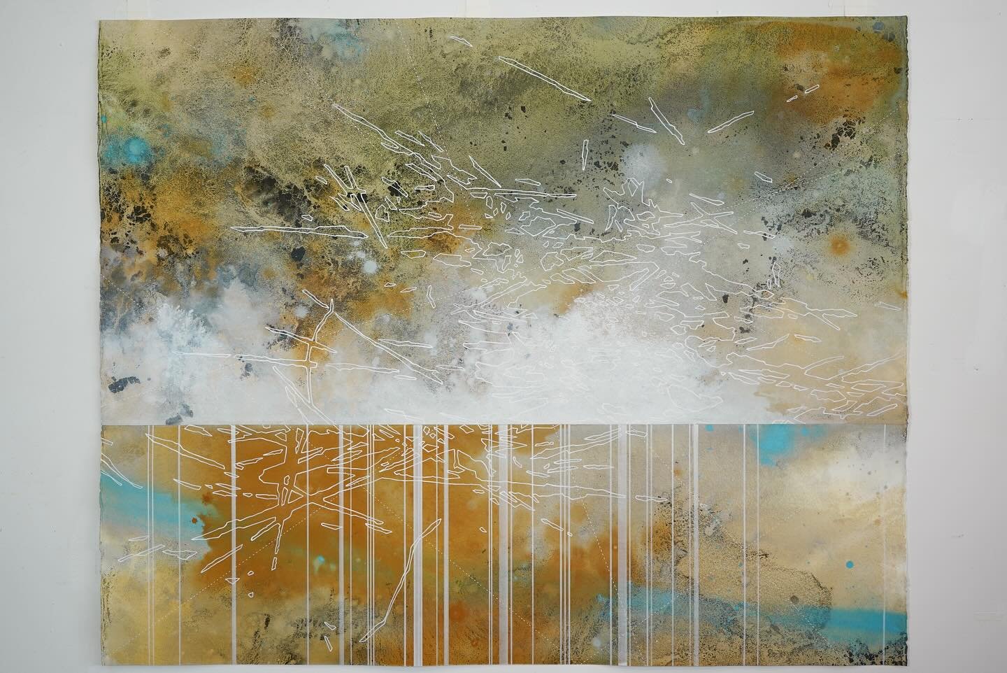 &ldquo;Alluvium&rdquo; 41x51 inches, Available framed @slate_art ✨foraged ocher and acrylic ink on paper. 
Inspired by the wild ochre soils of Northern California 🧡#californialandscape #foragedpigments #abstractlandscape #abstractpainter #worksonpap