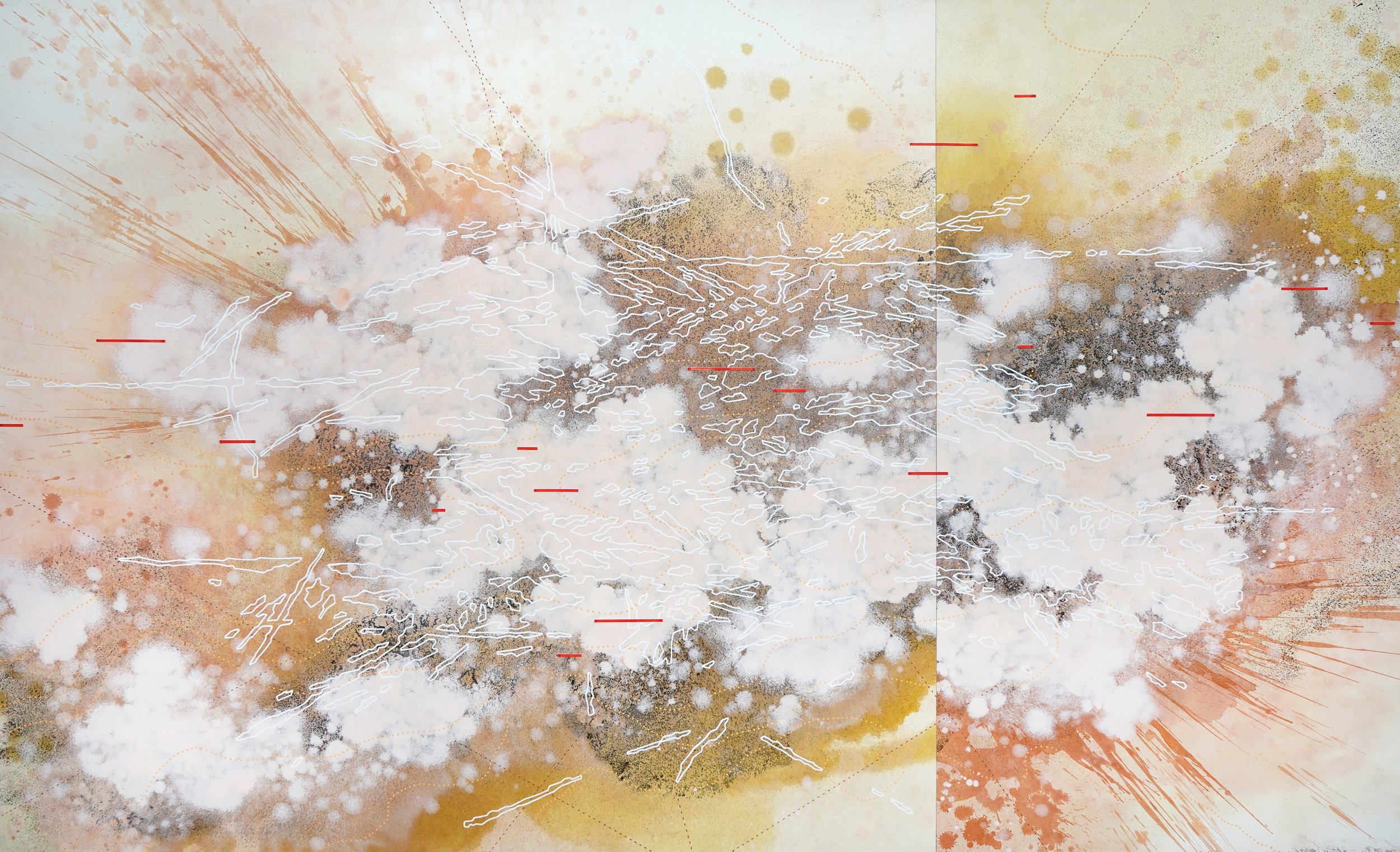 "High Frequency", 44x72 in, acrylic on panel, 2026