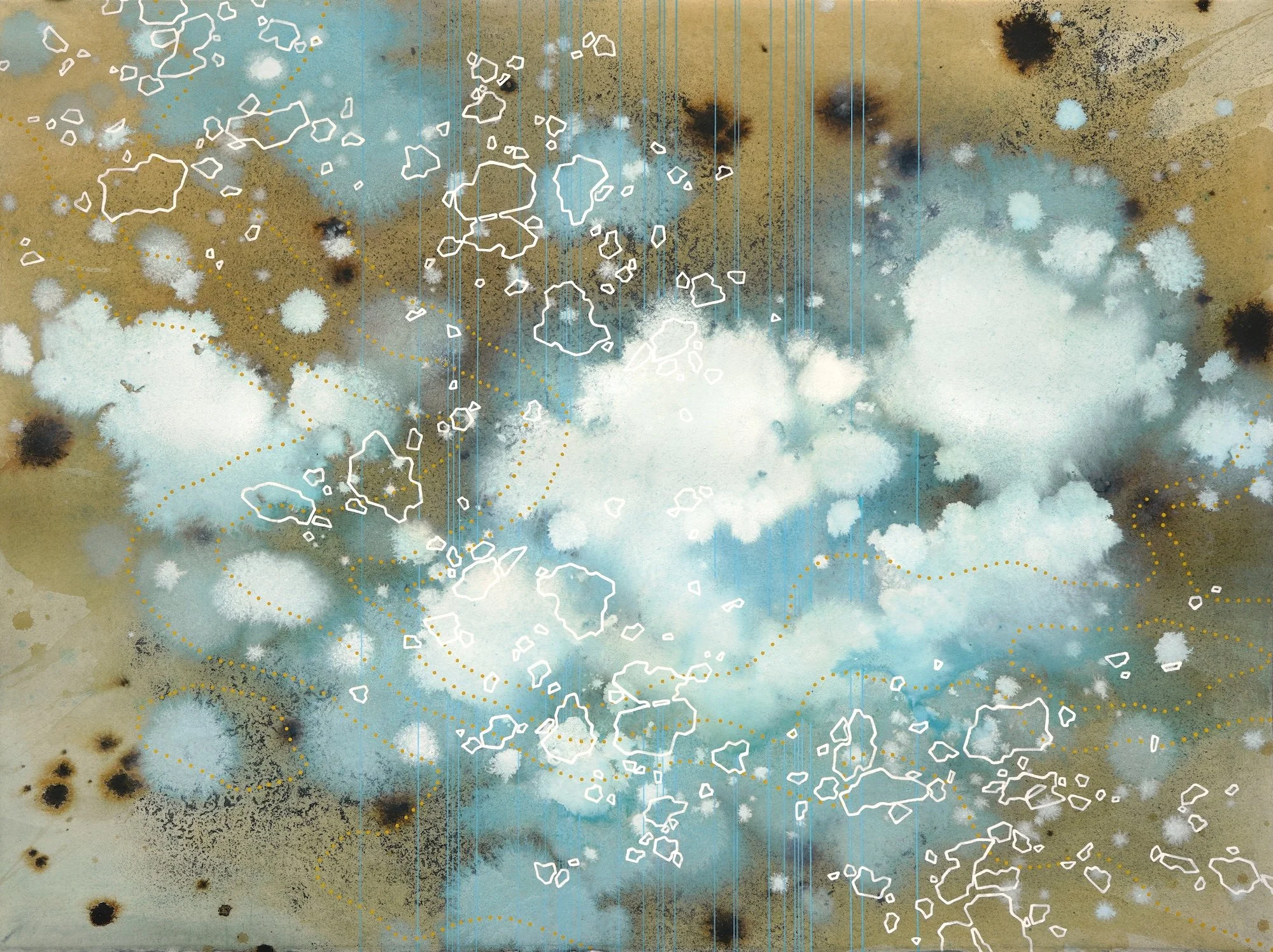 "Resonating Systems 28", 22x30 in, Acrylic ink on paper, 2026