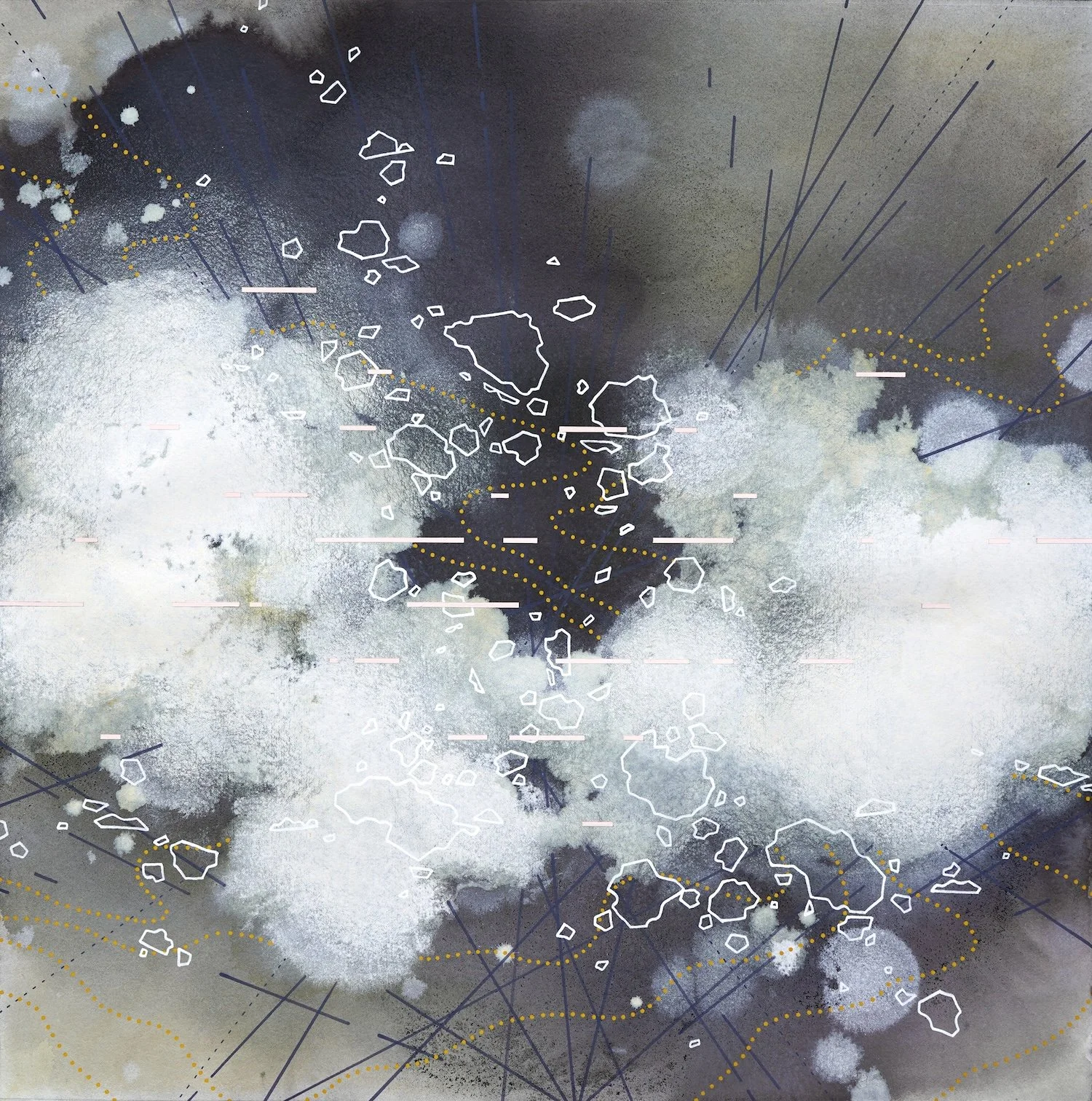 "Resonating Systems 27", 22x22 in, Acrylic ink on paper, 2026