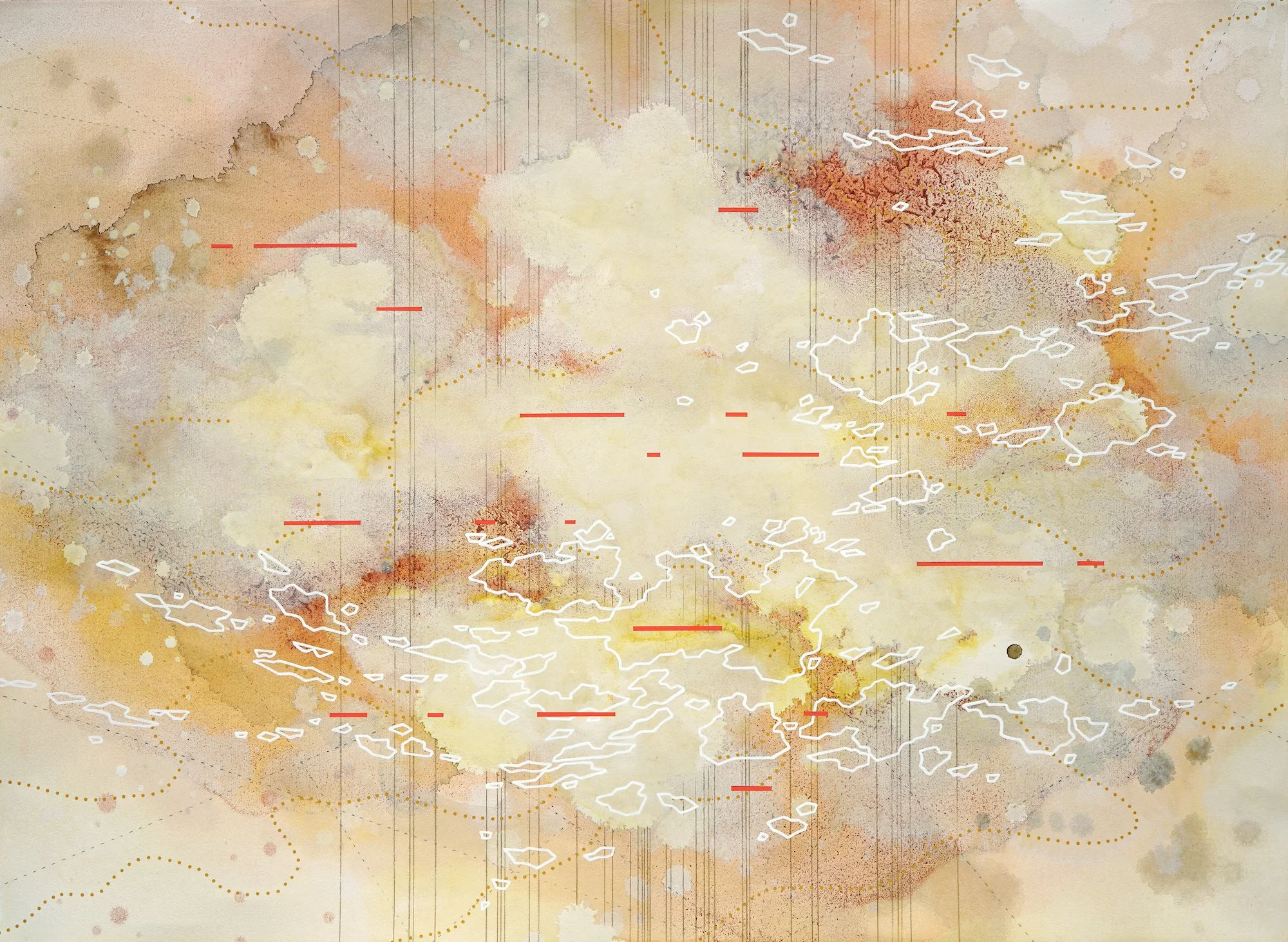 "Resonating Systems 25", 22x30, Acrylic ink on paper, 2026