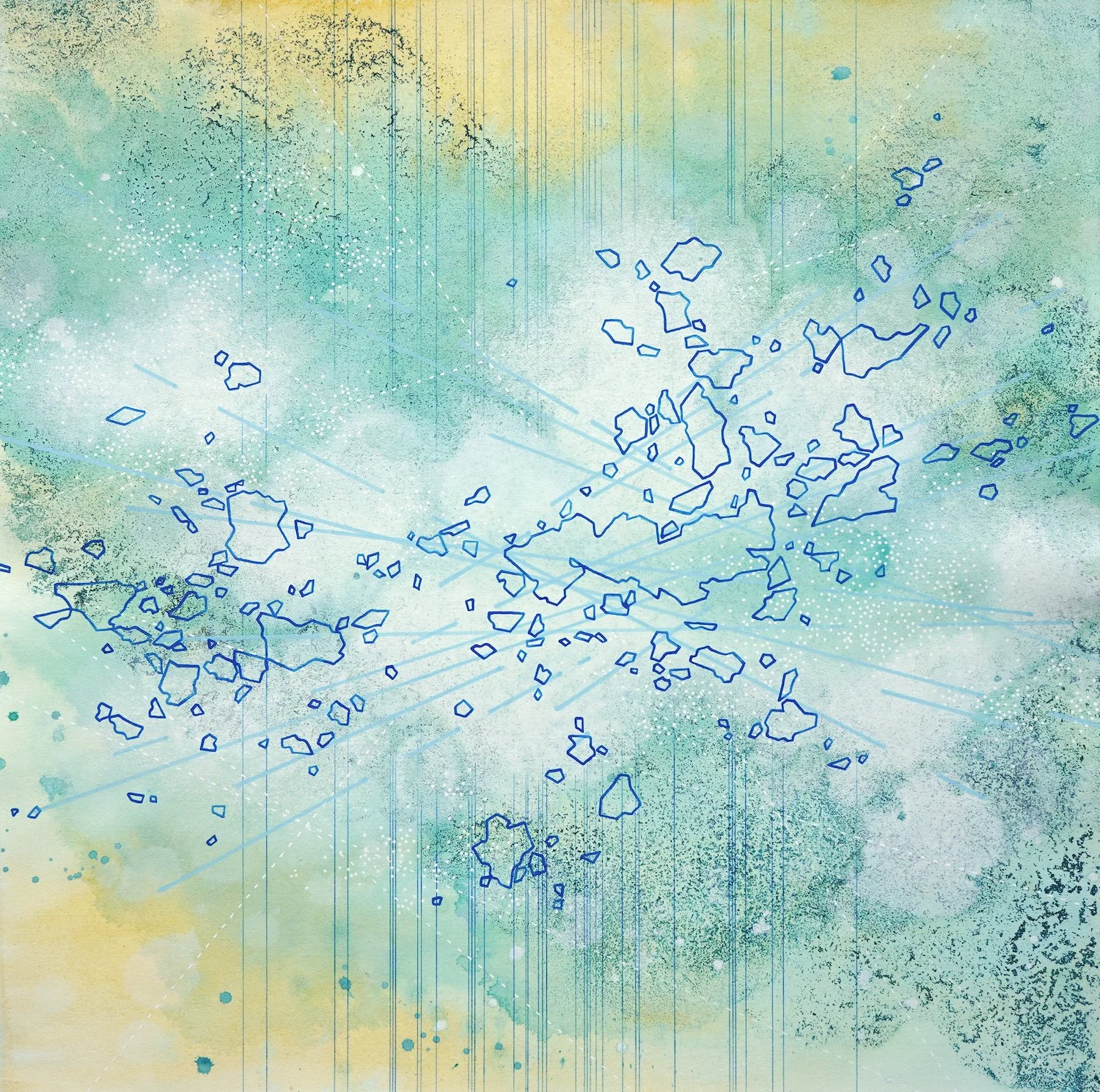 "Resonating Systems 26", 22x22 in, Acrylic ink on paper, 2026