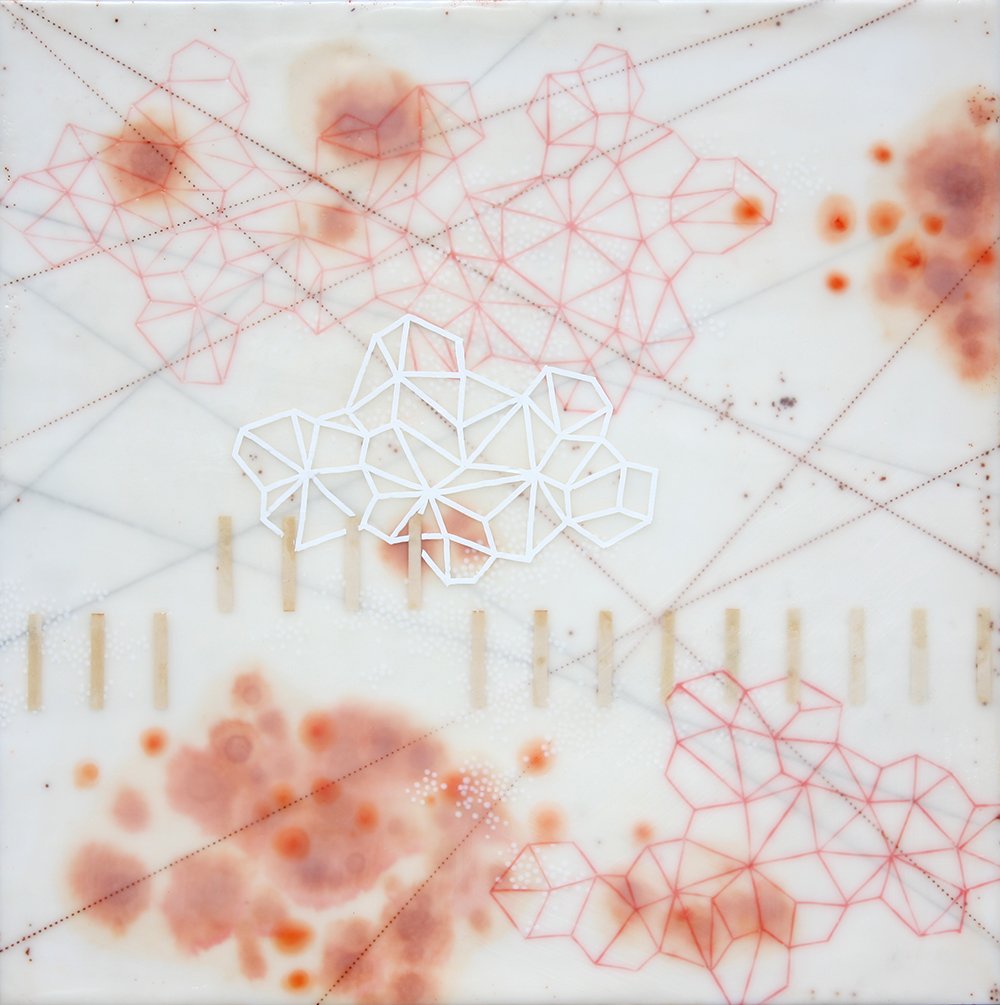 "Salt Study 6", 2016, 16 x 16 in, encaustic mixed media on panel