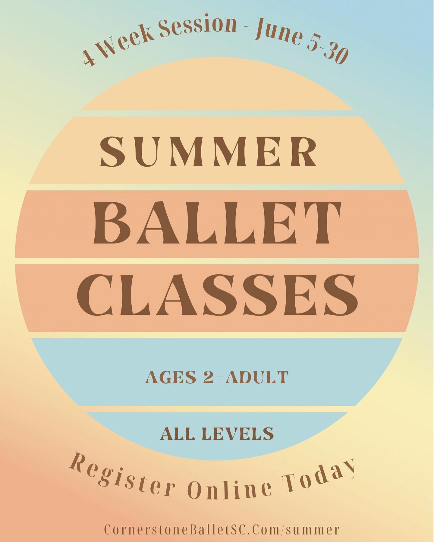 Try something new this summer! Our 4 week summer session is the perfect opportunity to try ballet for the first time or to maintain your skills. Register on our website today! #simpsonvillesouthcarolina @discoversimpsonville