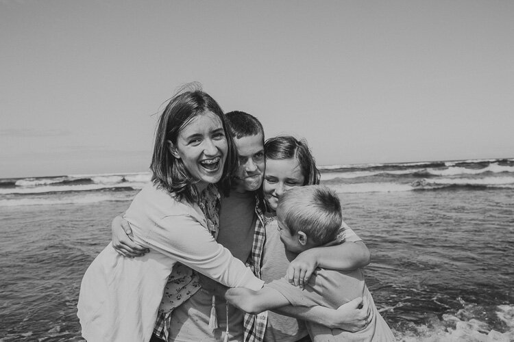 Black and White Beach Family Photos