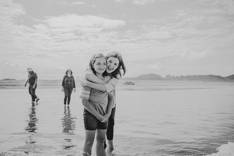 Black and White Family Photos in Seaside, Washington