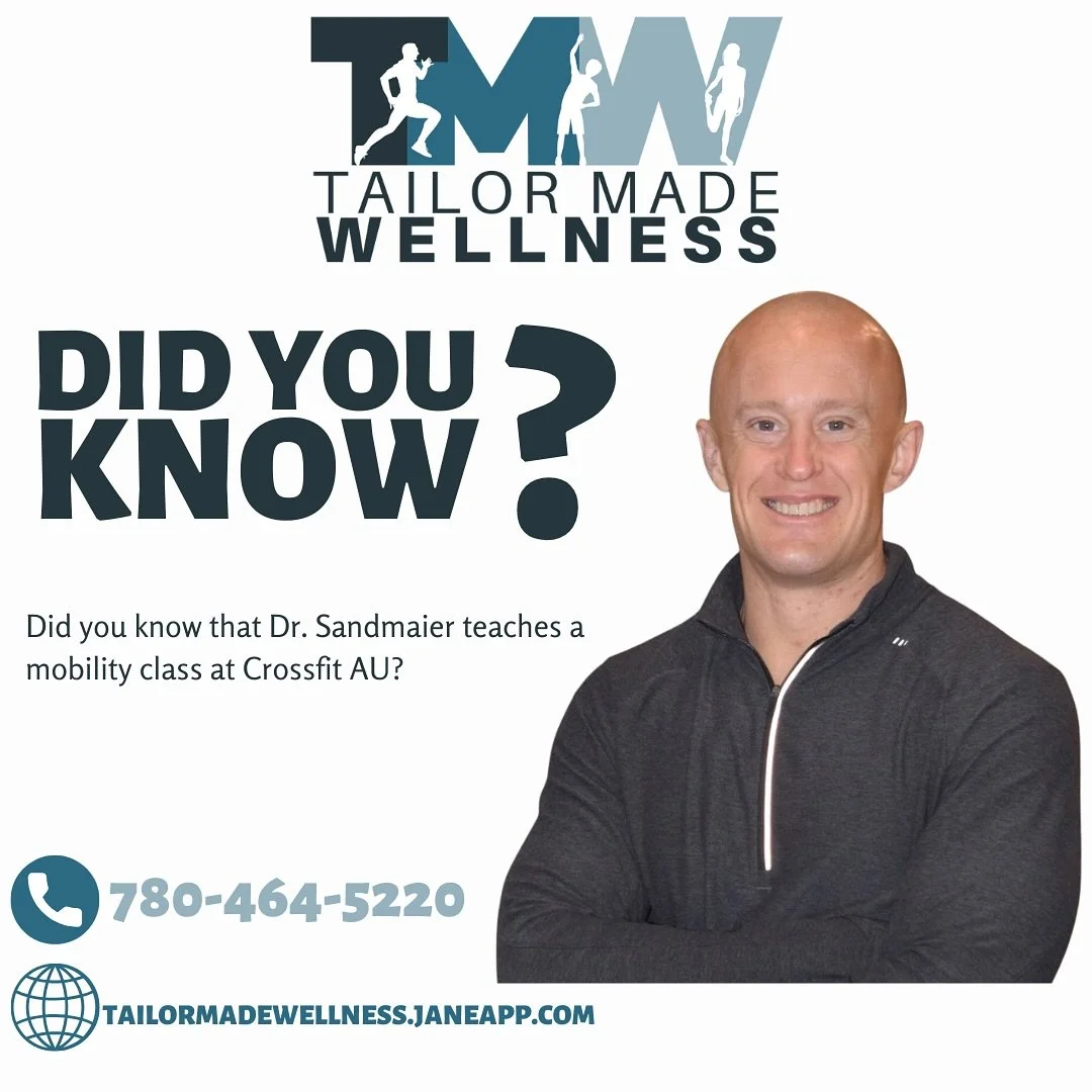 That&rsquo;s right! Dr Adam Sandmaier teaches&nbsp;a mobility class once a month at @crossfit_au 

The class is used to help teach proper mobility techniques to help people move more efficiently and prevent injuries!

Tailor Made Wellness
780-464-522