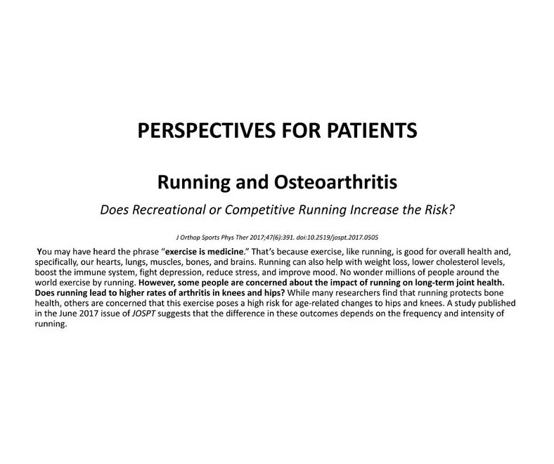 Here is some great information that our Physiotherapist, Nikhil, has provided on knees and whether running can affect arthritis.

Key points: you have a higher percentage of developing osteoarthritis as a sedentary person than a recreational runner. 