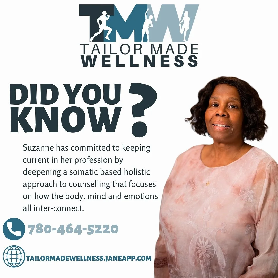 That&rsquo;s right!&nbsp;

In the past couple of years Suzanne has committed to keeping current in her profession by deepening a somatic based holistic approach to counselling that focuses on how the body, mind and emotions all inter-connect. As a Pr