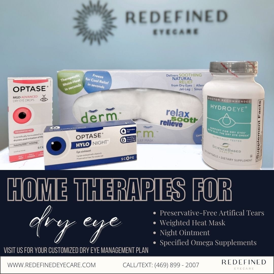 🌟 Say goodbye to dry, irritated eyes with our soothing home therapies! 💧✨

If you're tired of battling dry eye discomfort, we've got you covered with effective solutions you can use right at home. Check out these essentials, available at our office