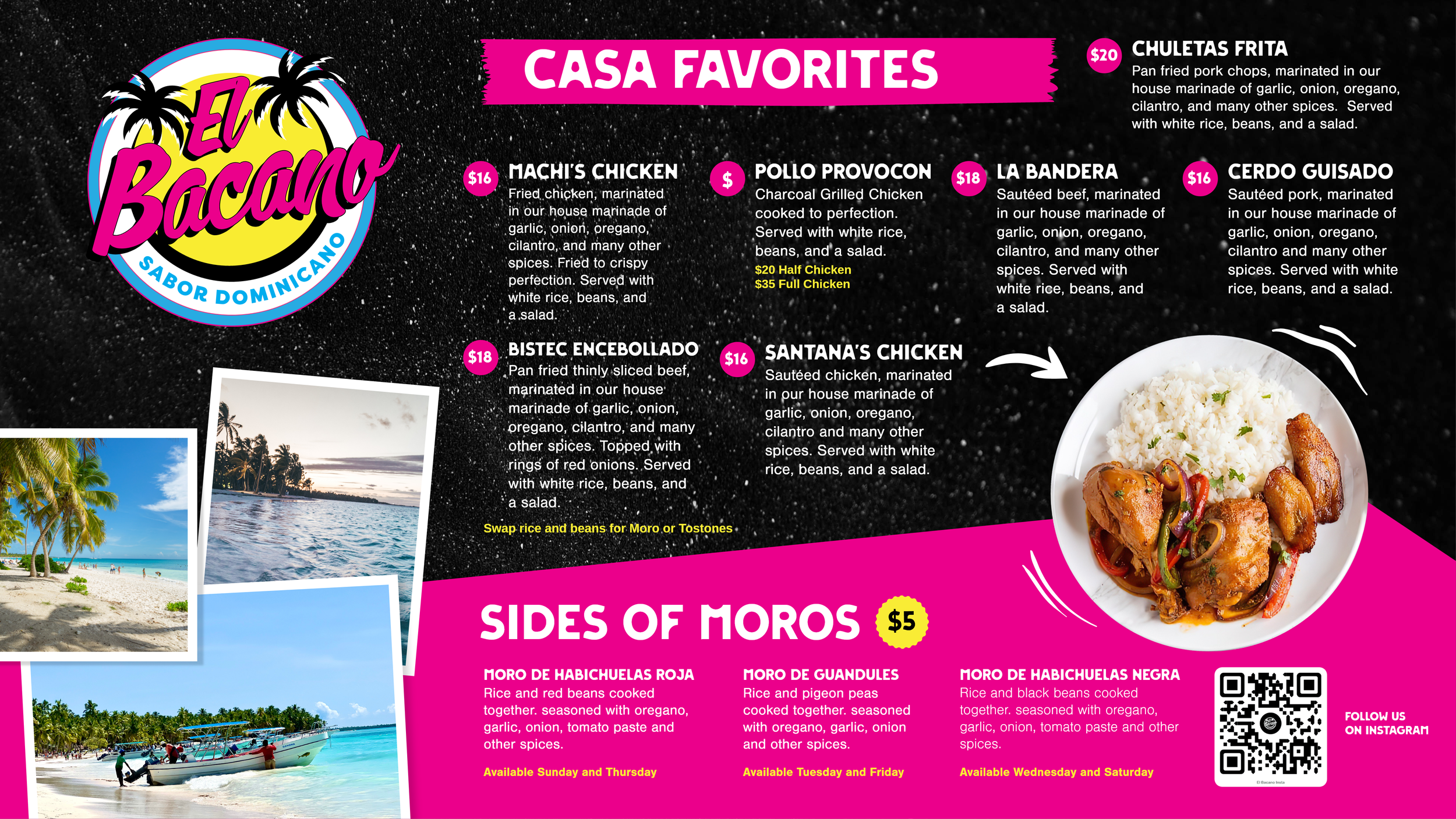 El Bacano in store on screen Menu 