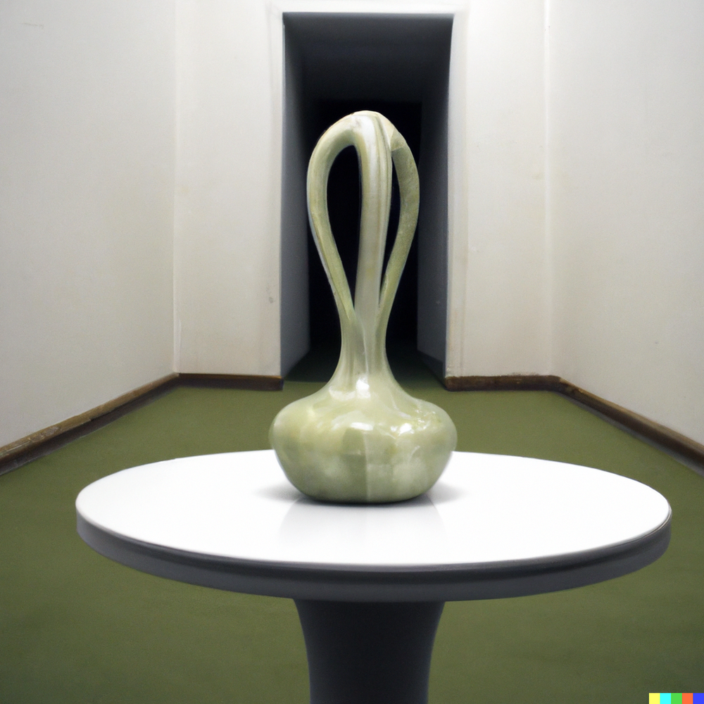DALL·E 2022-07-13 23.00.24 - A photo of a vase made by space aliens on a pedestal in a gallery..png