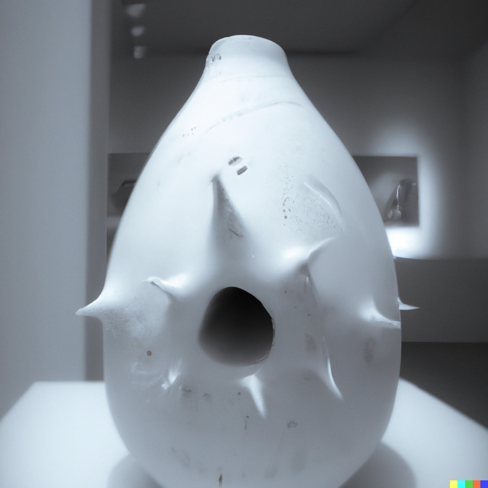 DALL·E 2022-07-13 23.05.08 - A photo of a ceramic vase made by space aliens displayed in a white gallery..png
