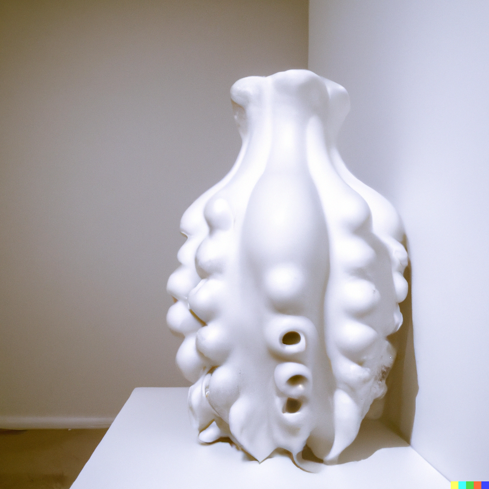 DALL·E 2022-07-13 23.04.35 - A photo of a ceramic vase made by space aliens displayed in a white gallery..png