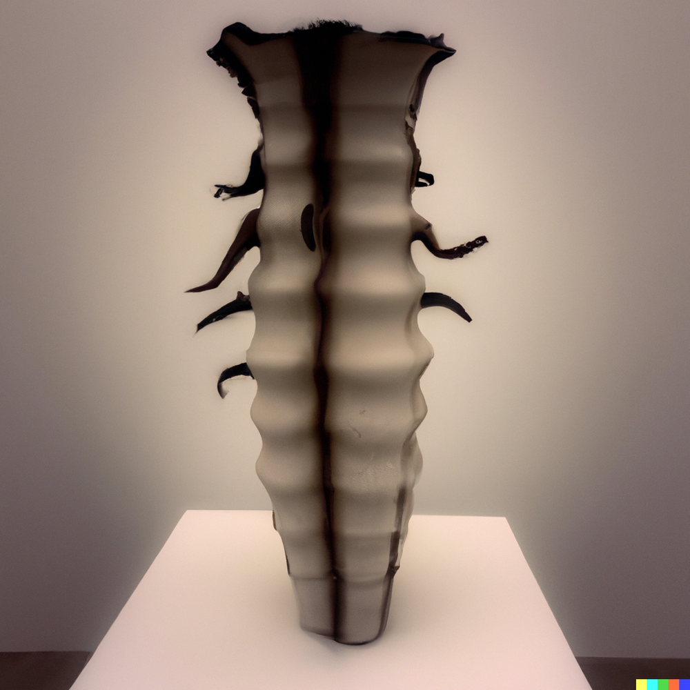DALL·E 2022-07-13 23.05.13 - A photo of a ceramic vase made by space aliens displayed in a white gallery..png