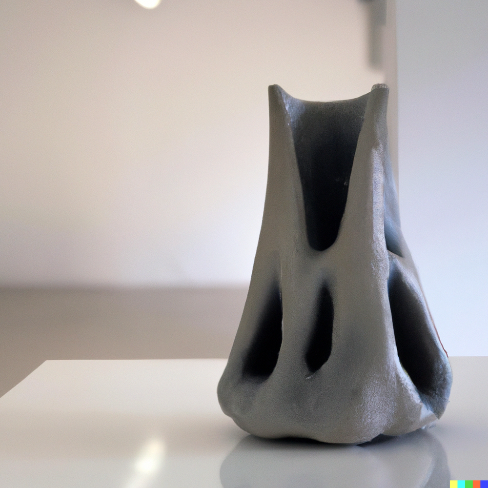 DALL·E 2022-07-13 23.05.55 - A photo of a ceramic vase made by space aliens displayed in a gallery with white walls..png
