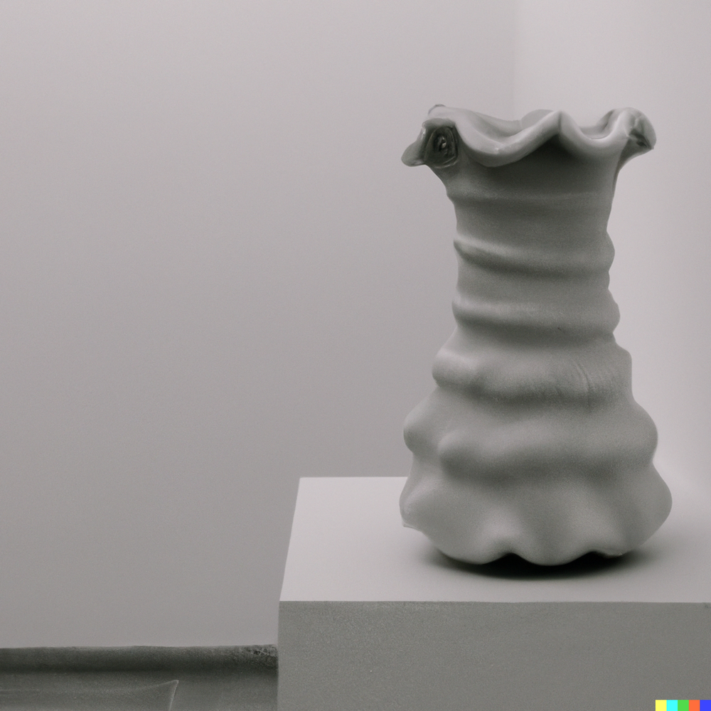 DALL·E 2022-07-13 23.07.00 - A photo of a ceramic vase made by space aliens displayed in a gallery with white walls..png