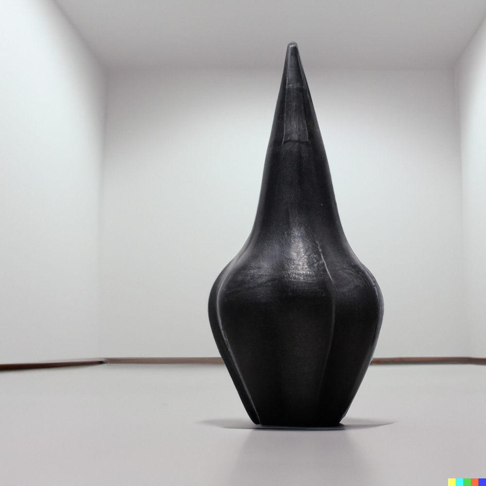 DALL·E 2022-07-14 22.40.57 - A photo of a ceramic vase made by space aliens from an advanced civilization displayed in a gallery with white walls..png