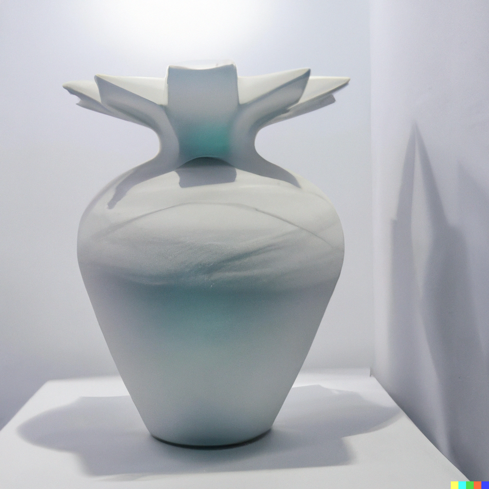 DALL·E 2022-07-14 22.41.10 - A photo of a ceramic vase made by space aliens from an advanced civilization displayed in a gallery with white walls..png