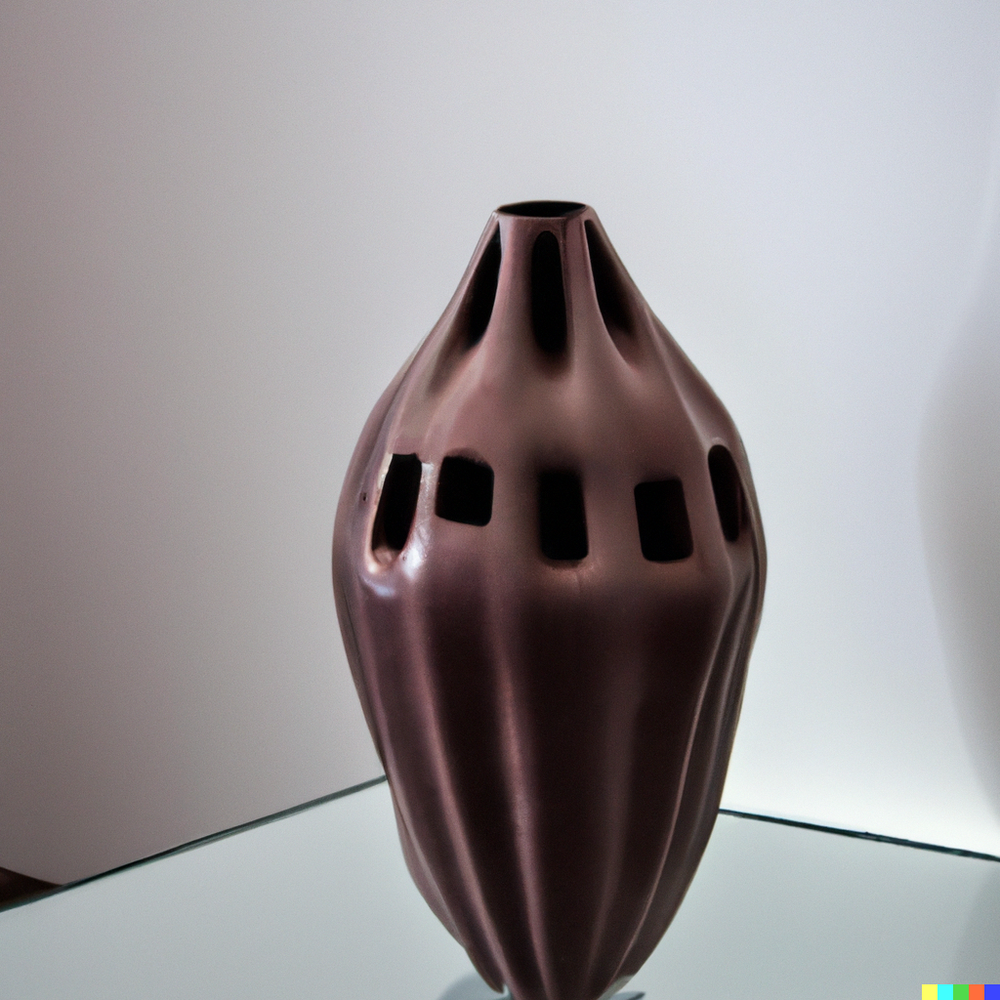 DALL·E 2022-07-14 22.46.07 - A photo of a ceramic vase made by space aliens from an advanced civilization displayed in a gallery with white walls..png