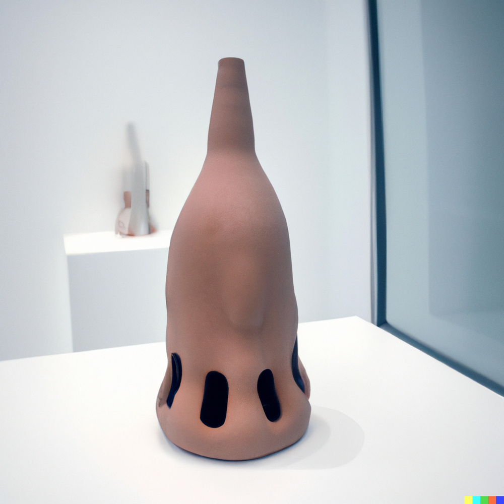 DALL·E 2022-07-14 22.57.04 - A photo of a ceramic vase made by space aliens from an advanced civilization displayed in a gallery with white walls..png