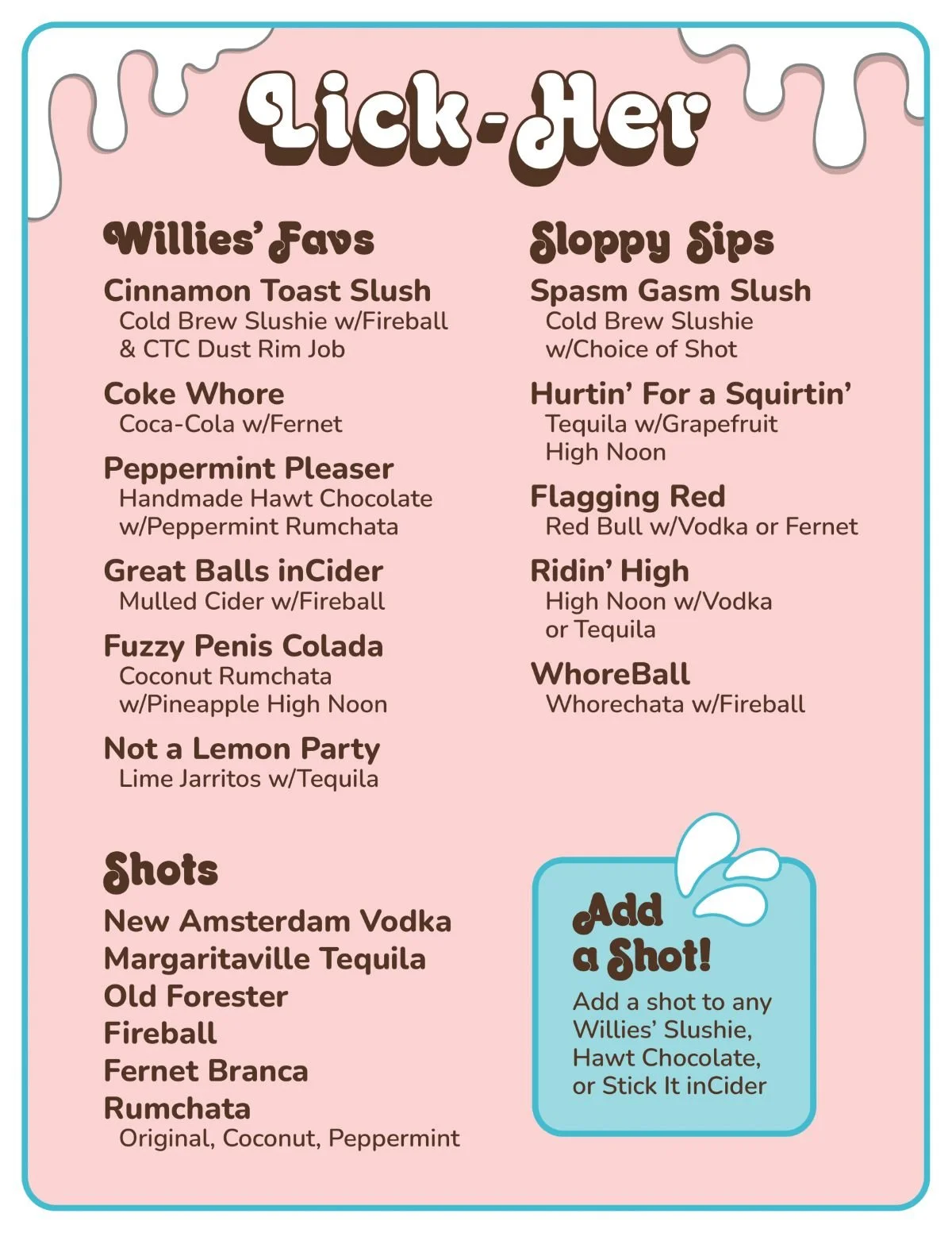 willies menu liquor