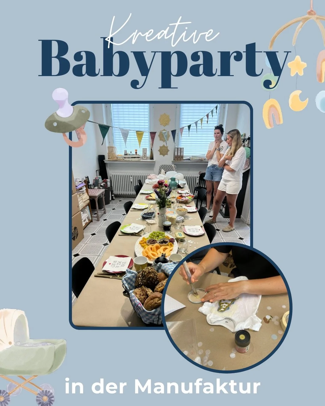 🩷🩵 Babyparty? K&ouml;nnen wir! Feiert diesen besonderen Moment mit vielen kreativen Angeboten in der Manufaktur 🩵🩷 

Schreibt uns bei Interesse eine PN oder besucht unsere Website (Link in Bio) - wir freuen uns!

#babyparty #babyshower #gluecklic