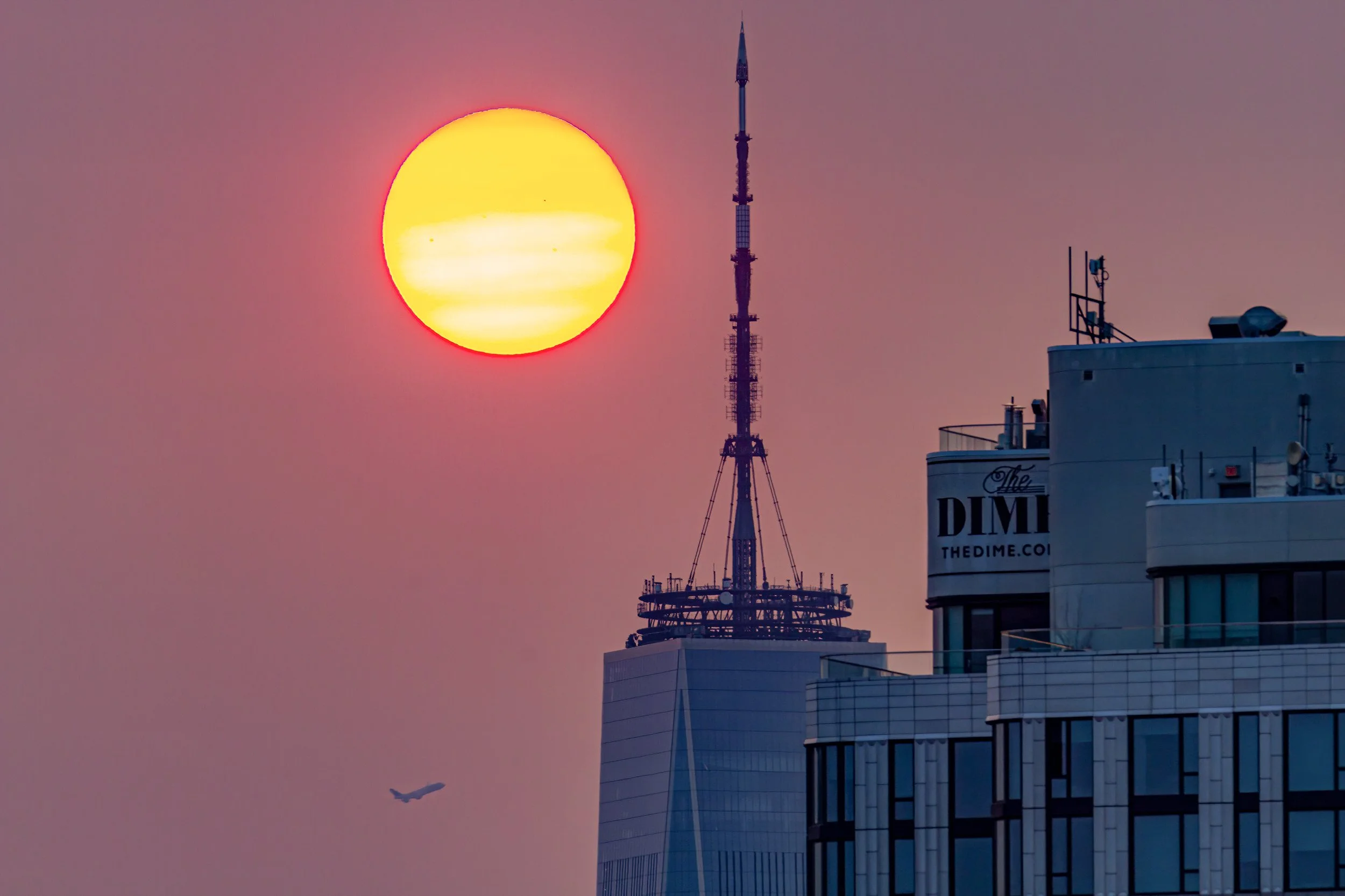 September 5, 2025 Hazy sun due to poor air quality from Canadian wildfire smoke.