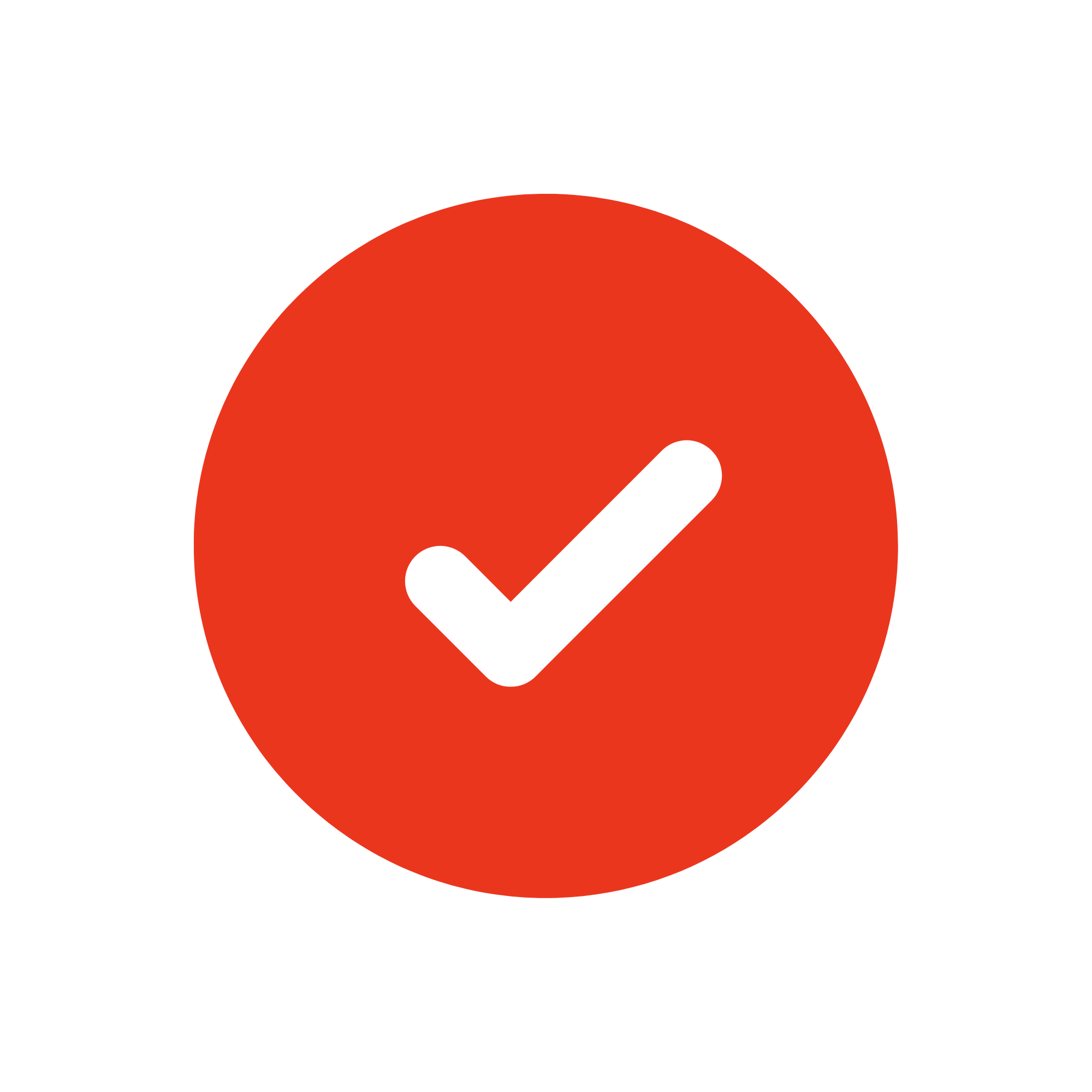 A digital illustration of a red circle with a black checkmark symbol inside, set against a black background.