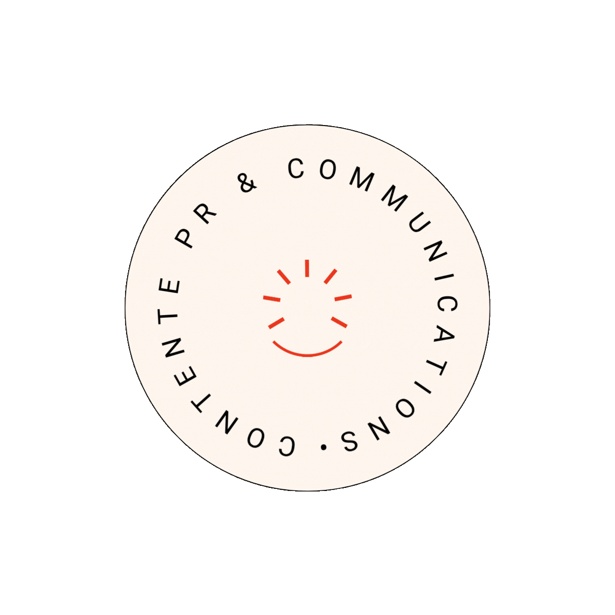 Logo with a smiling face and the text 'Contentment, Peace, & Communication. Conversations' surrounding it.