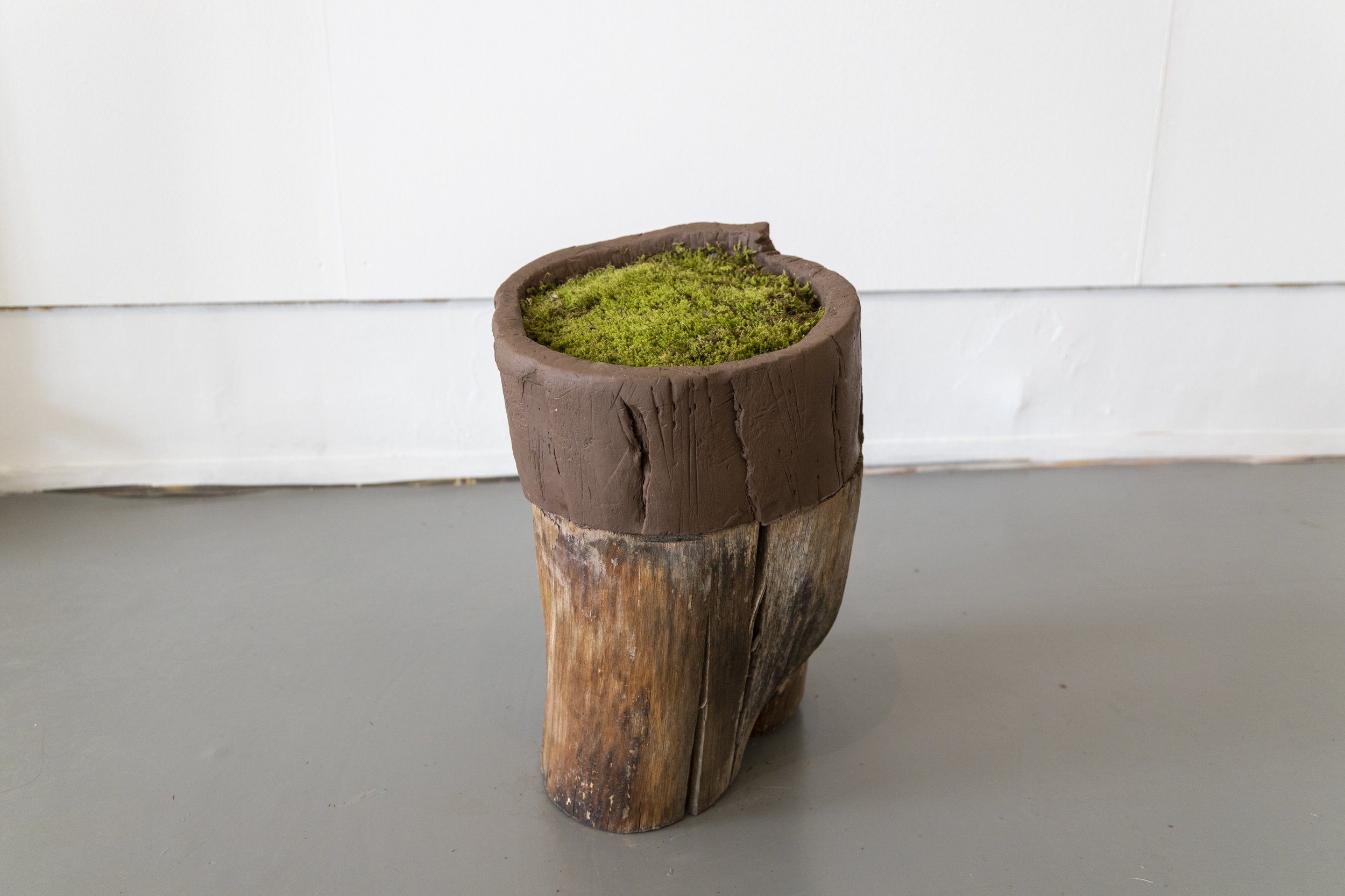 Wood, unfired clay, moss