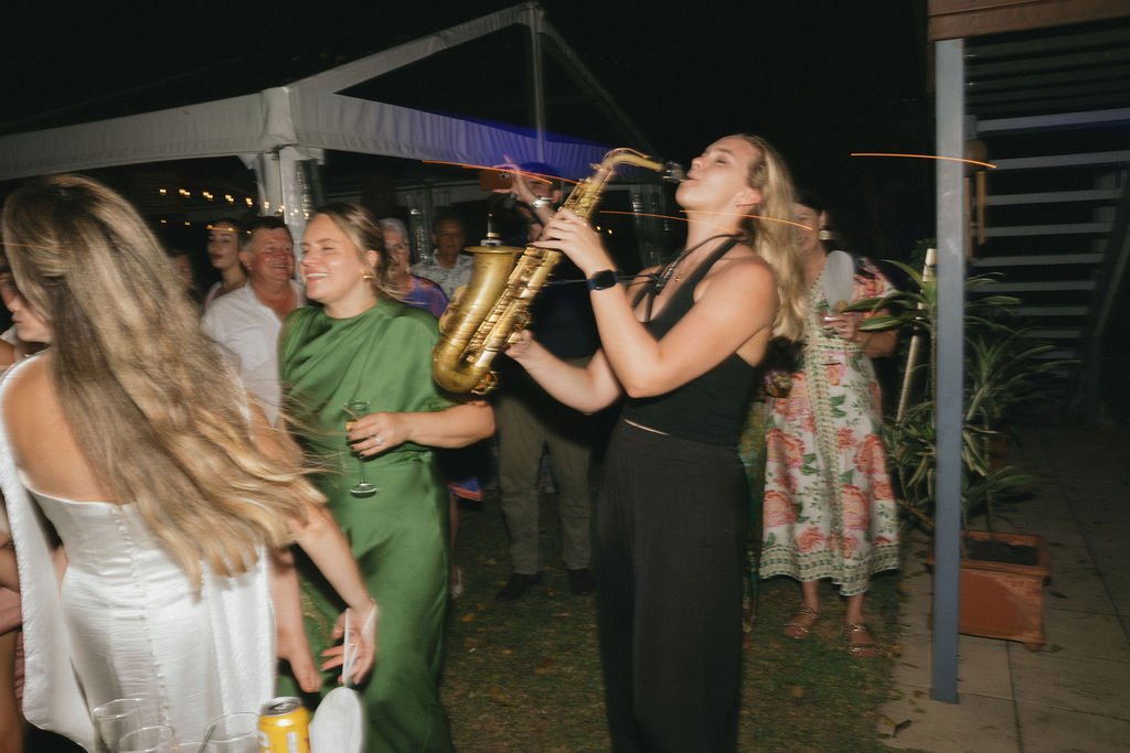 Summer backyard wedding reception Brisbane