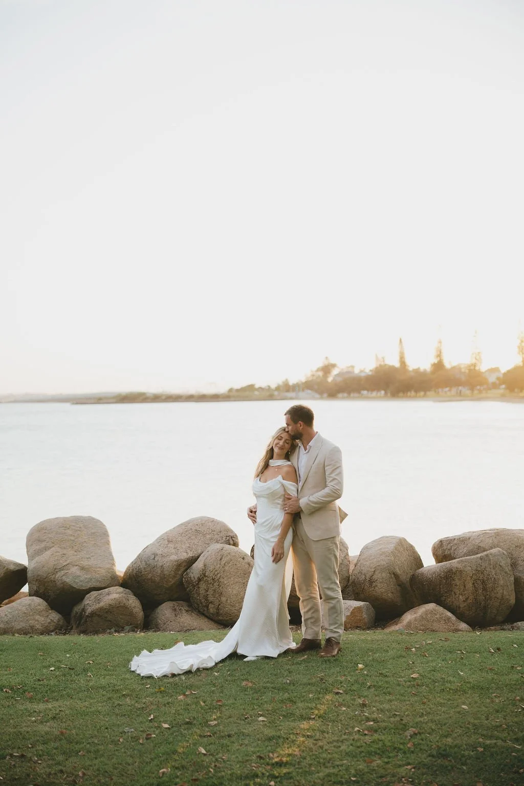 Silk wedding dress Brisbane beach wedding