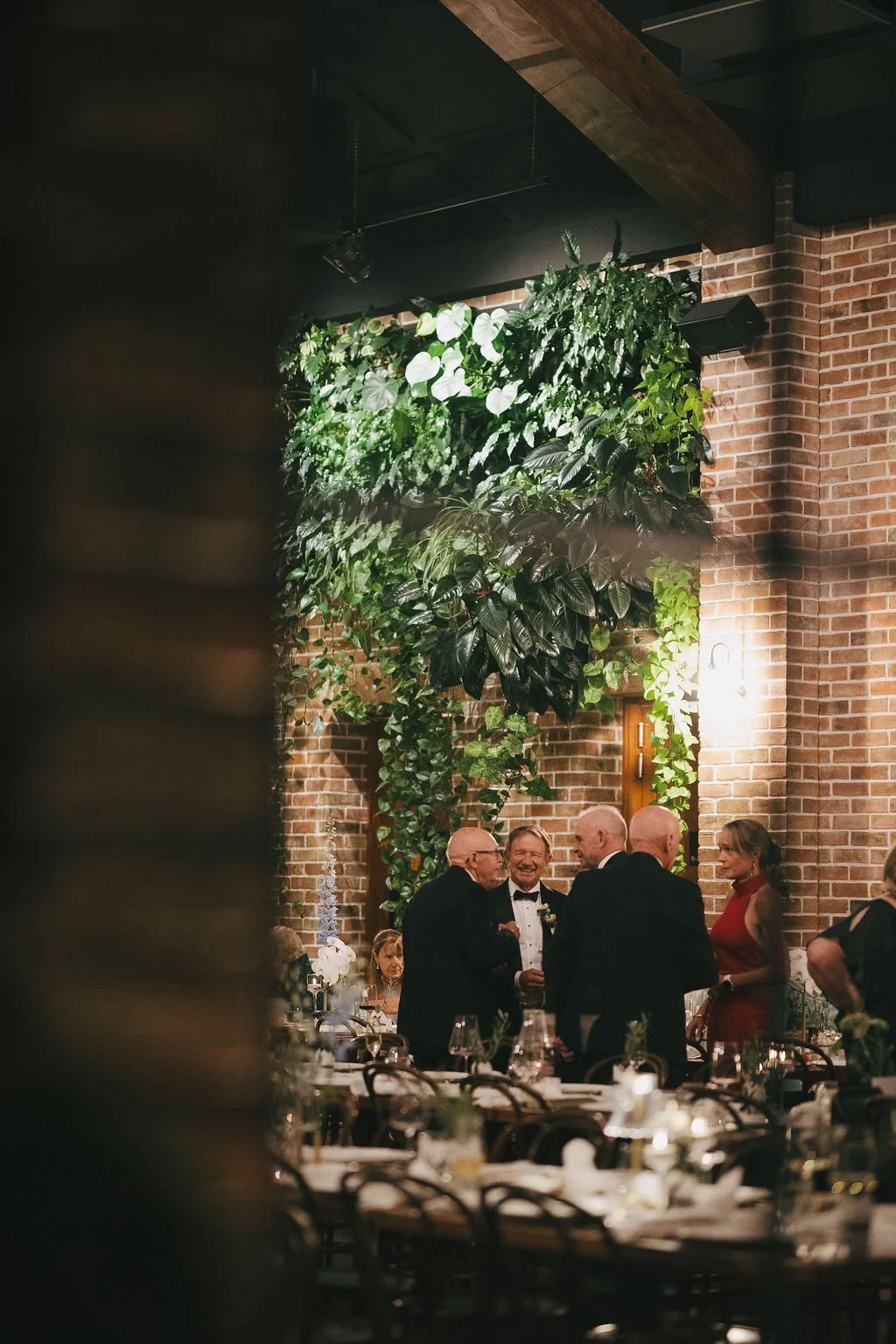 Evening portrait of the newlyweds outside The Manor