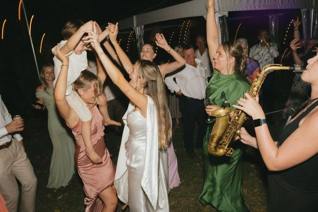 Summer backyard wedding reception Brisbane
