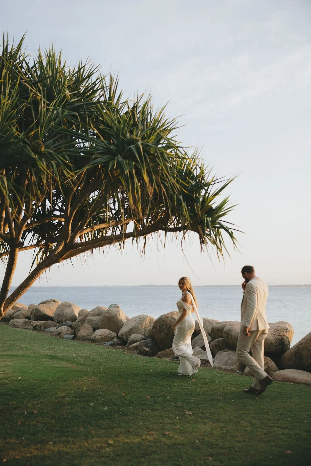 Silk wedding dress Brisbane beach wedding