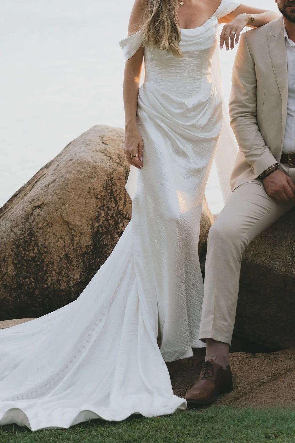 Silk wedding dress Brisbane beach wedding