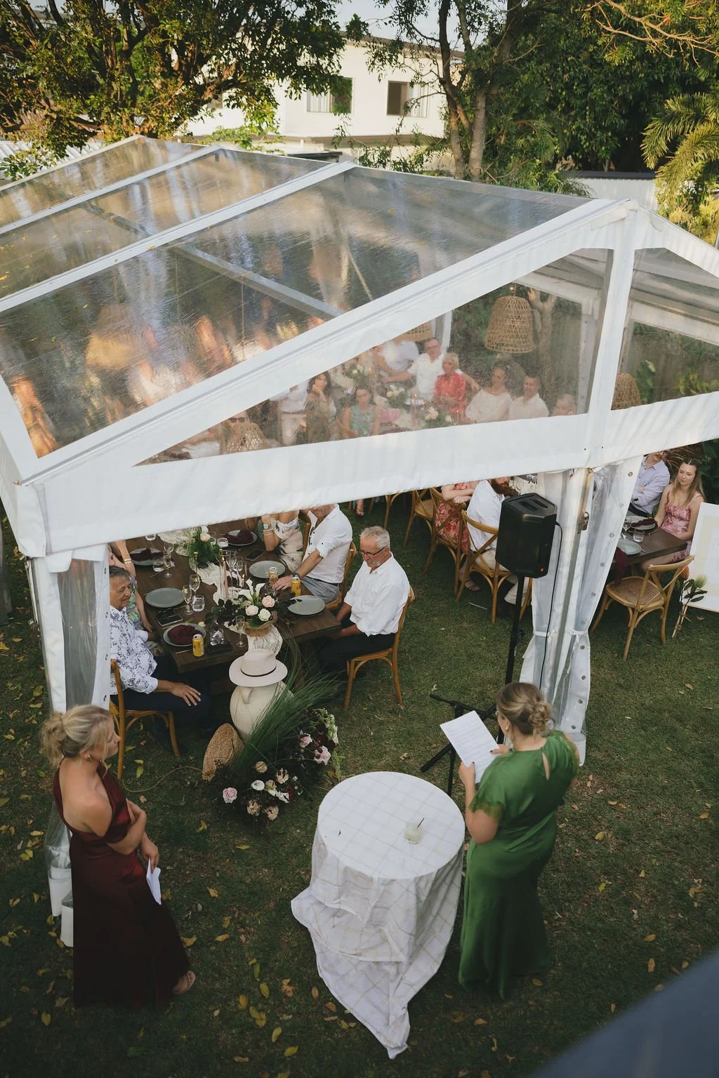 Summer backyard wedding reception Brisbane