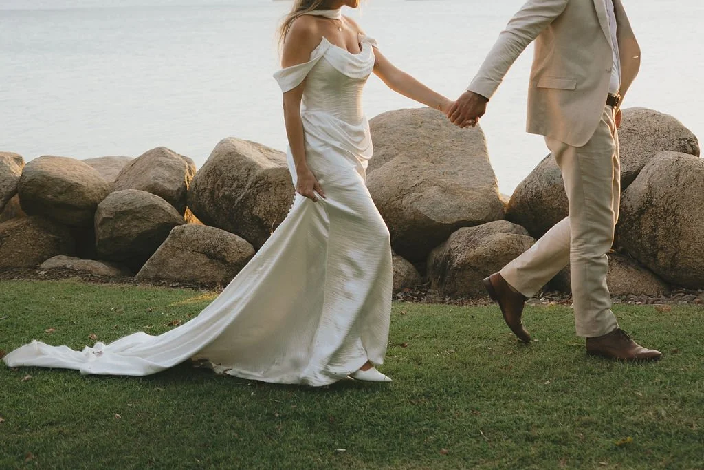 Silk wedding dress Brisbane beach wedding