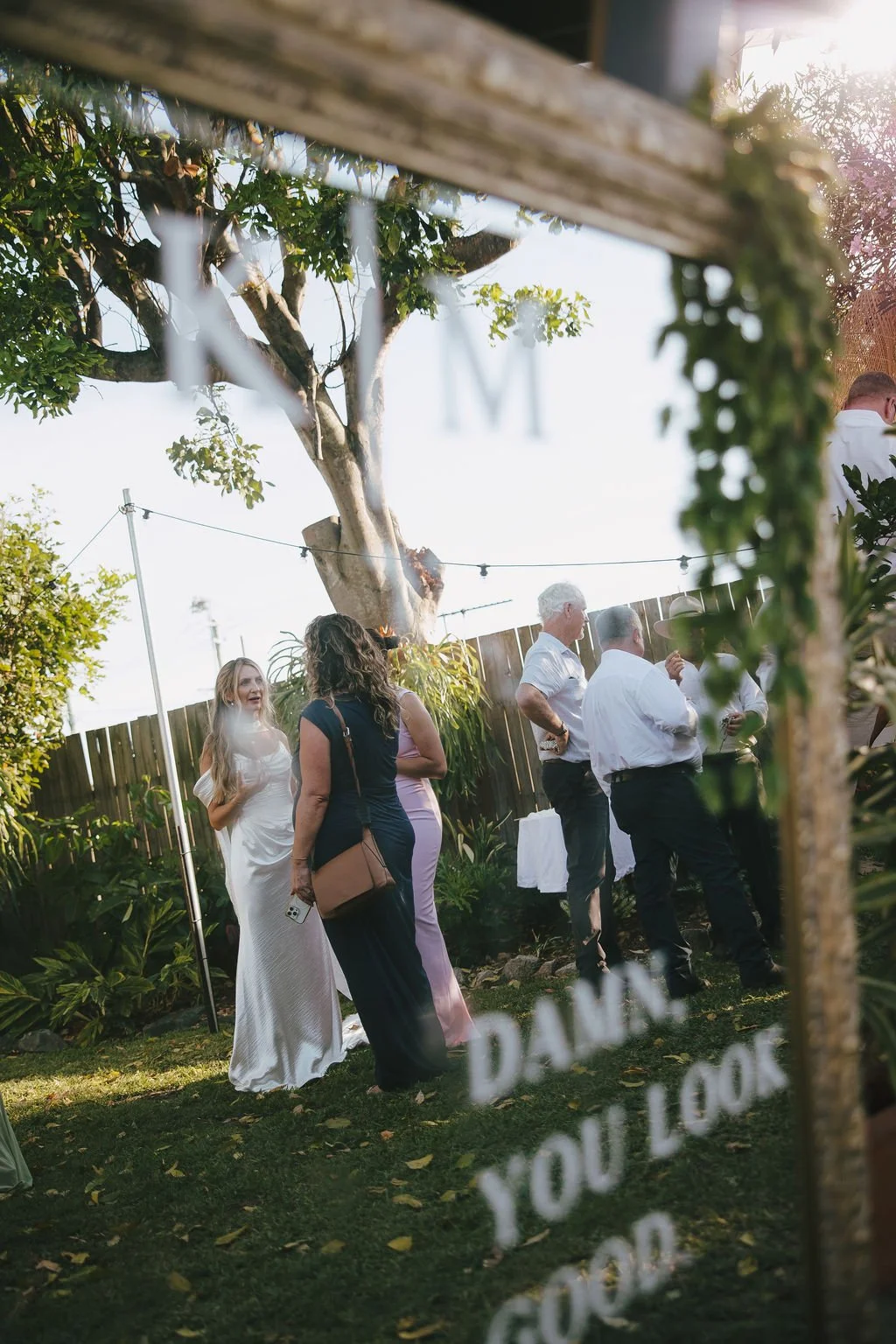 Summer backyard wedding reception Brisbane