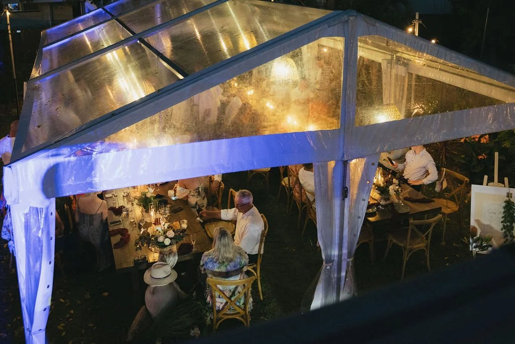 Summer backyard wedding reception Brisbane