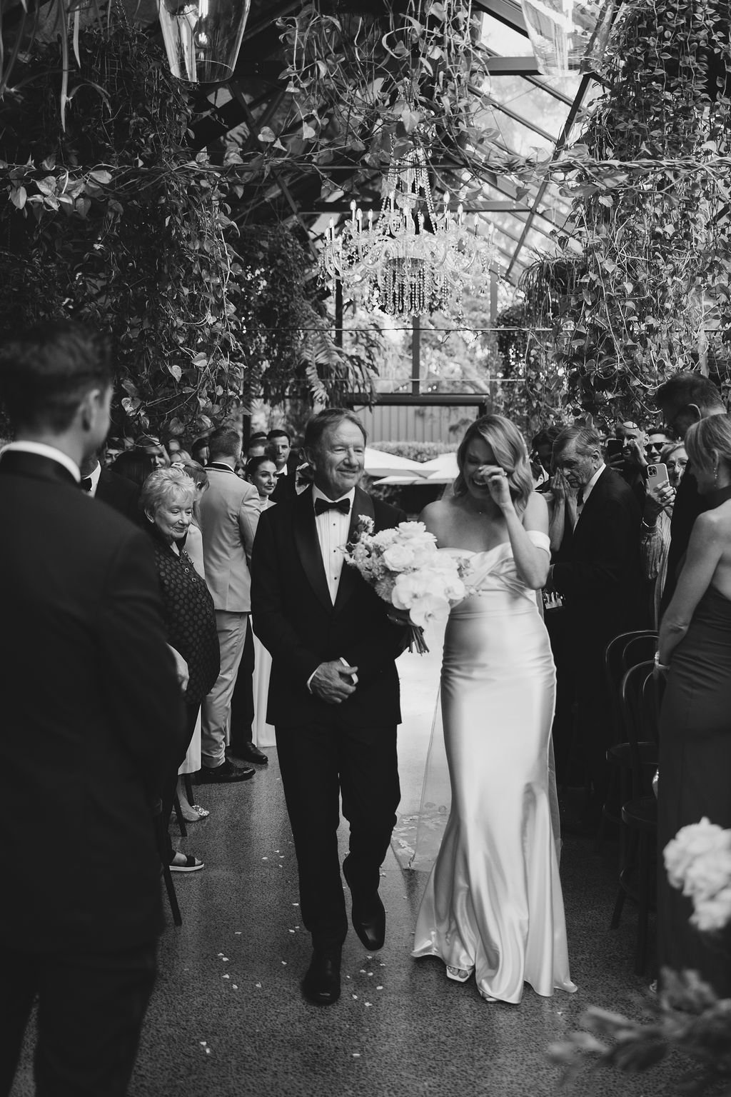 Bride walking down the aisle with her father, Currumbin Valley