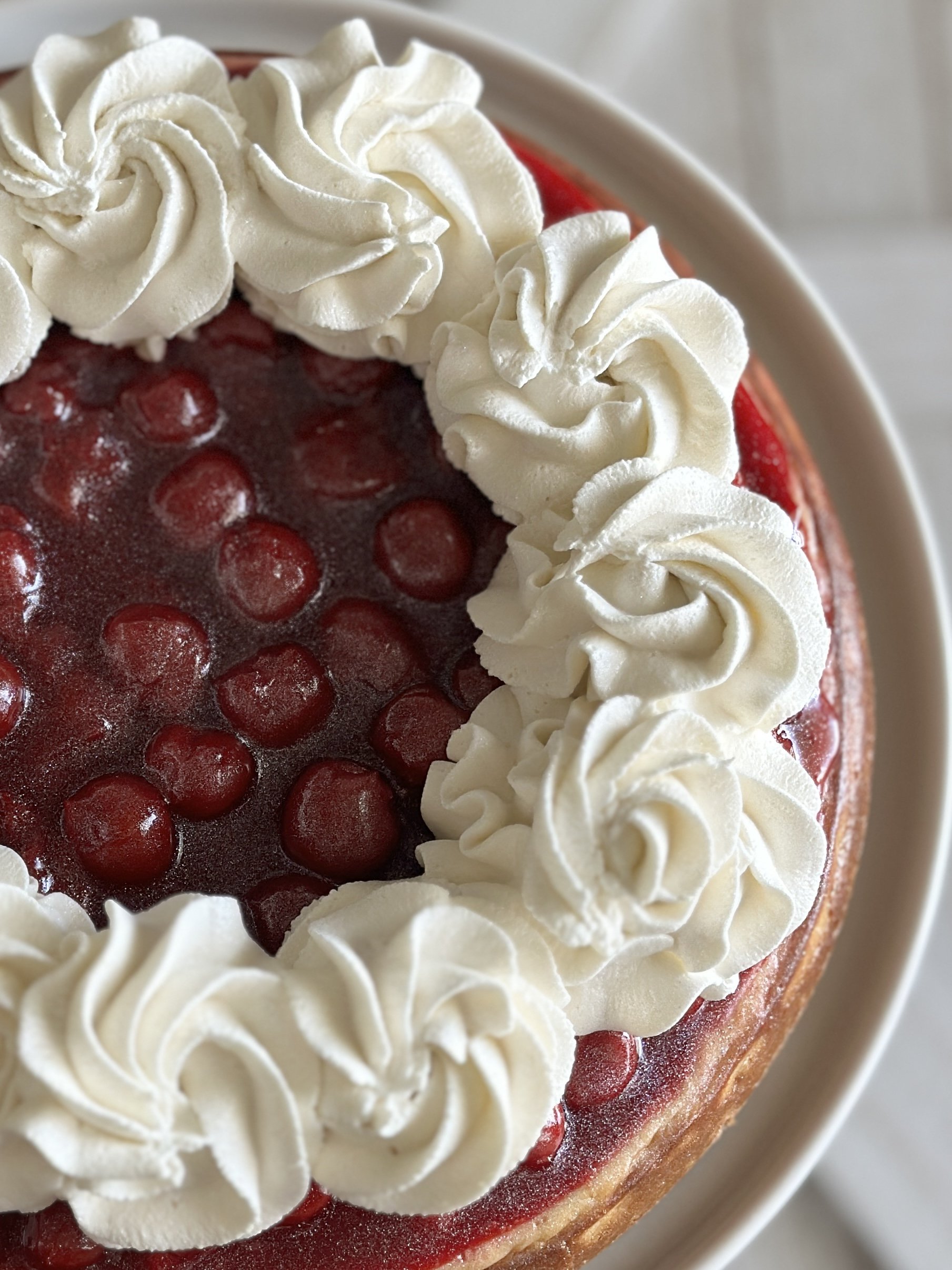 Cherry Cheesecake with Chantilly Cream