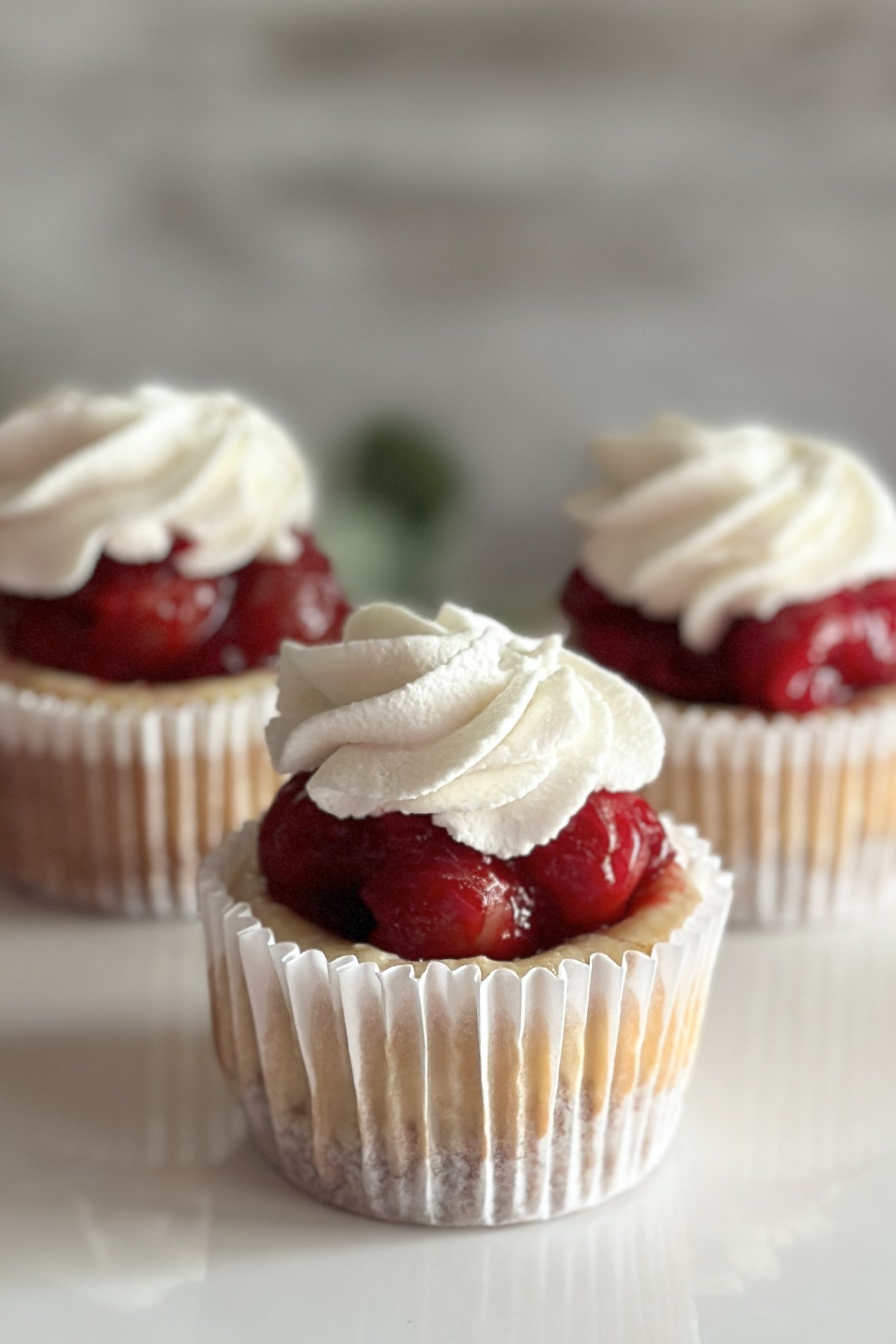 Mini Cherry Cheesecakes with Chantilly Cream