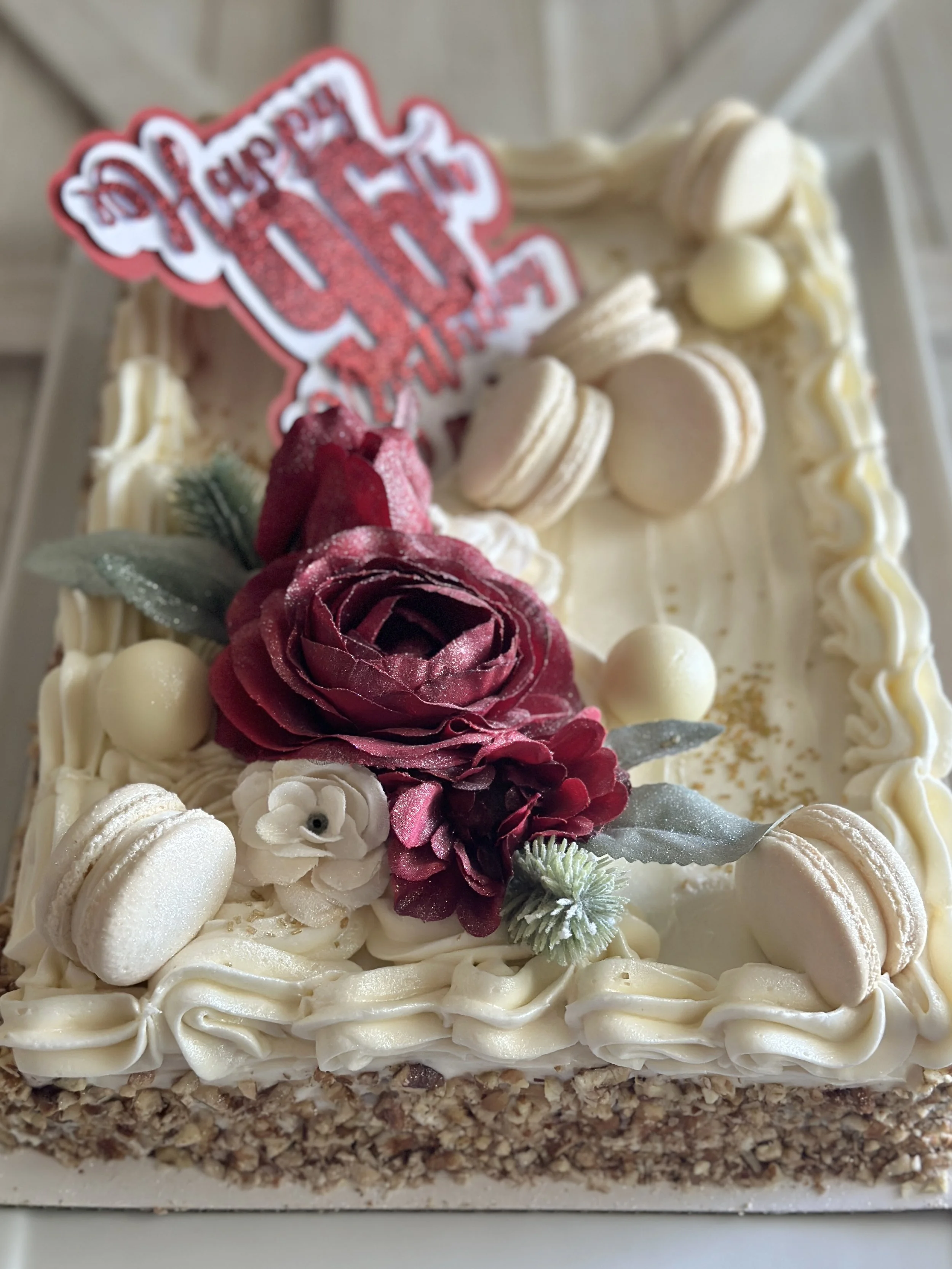 Carrot Cake with Wedding Cake Macarons